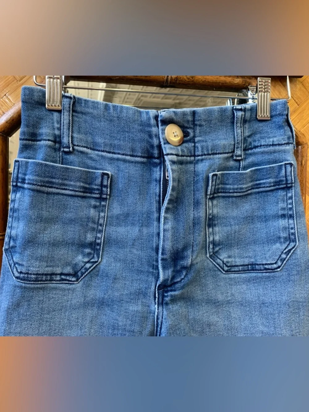 Anthropologie Cropped High-Rise Jeans - Medium Blue wide leg - Picture 2 of 5